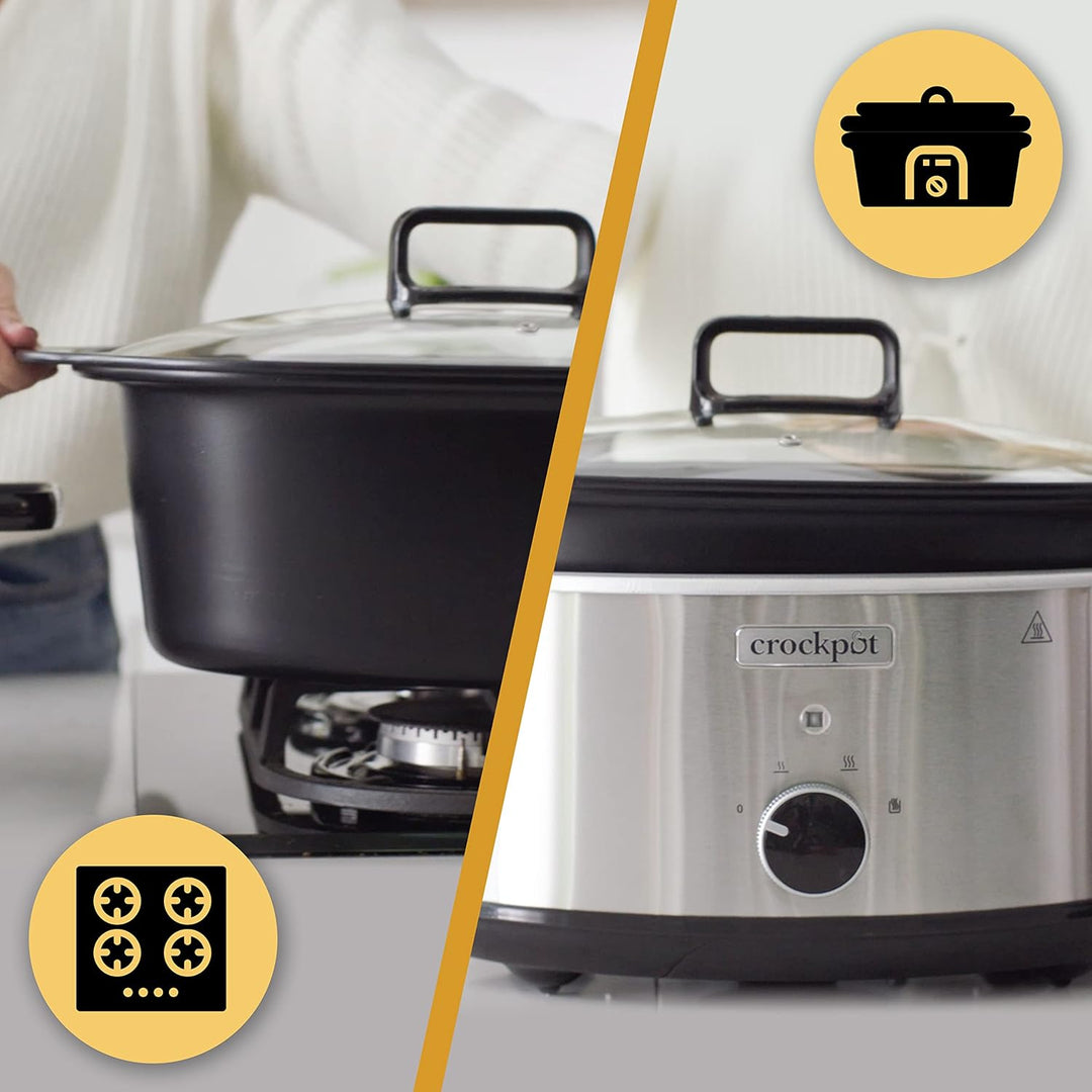 Crockpot Schongartopf | 3,5 Liter (3-4 Personen) | Behälter zum Bräunen von Fleisch und Gemüse | Ede