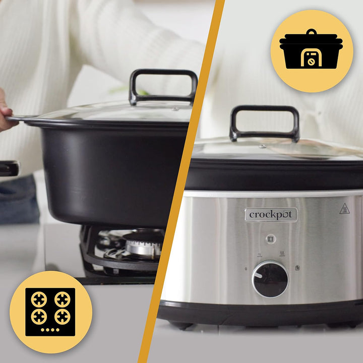 Crockpot Schongartopf | 3,5 Liter (3-4 Personen) | Behälter zum Bräunen von Fleisch und Gemüse | Ede