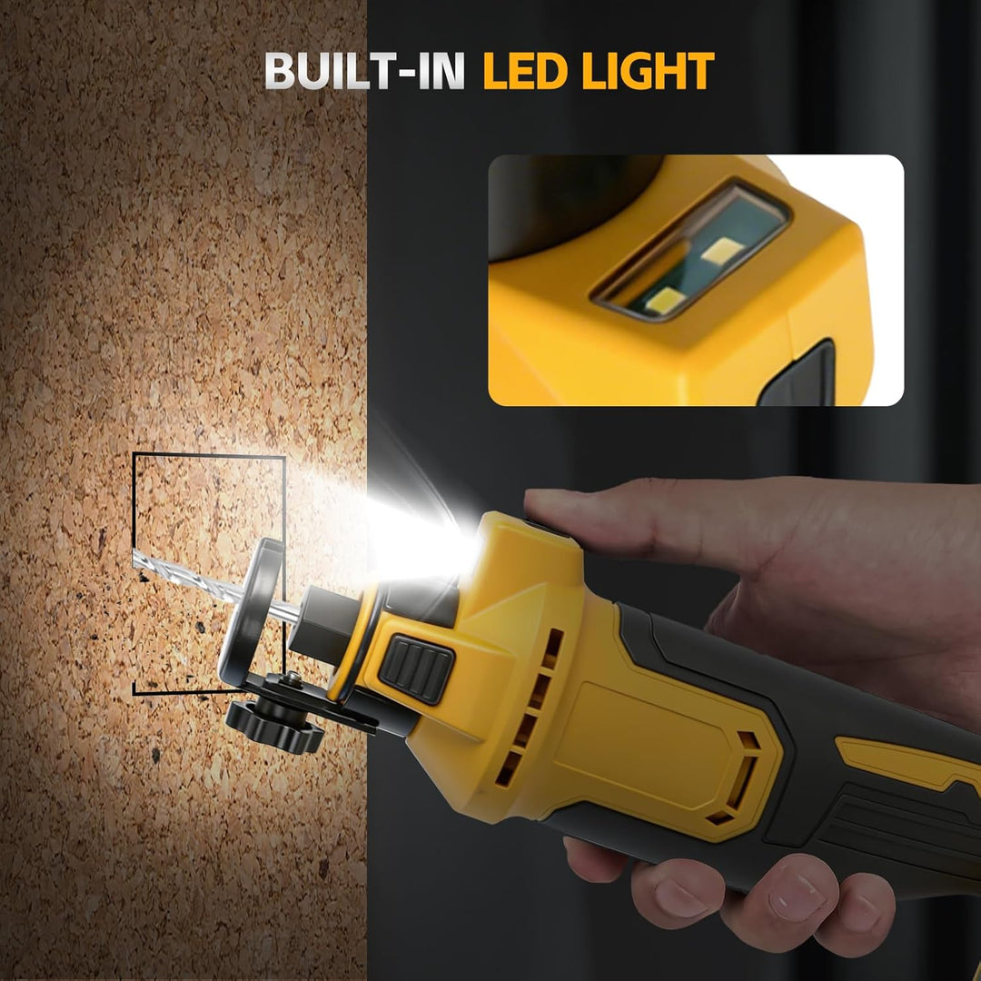 Akku Rotationsschneider für Dewalt 18/20V, Bürstenloses Trennwerkzeug mit LED-Licht, Tiefenverstellb