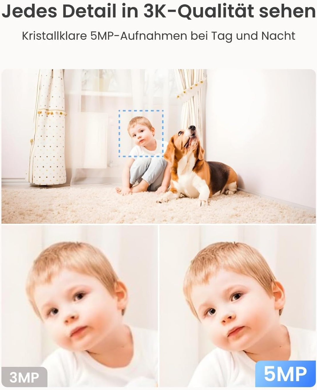 Reolink 4MP IP Kamera Indoor Überwachungskamera Innen WLAN Schwenkbar, 2,4Ghz und 5Ghz WiFi, 2-Wege-