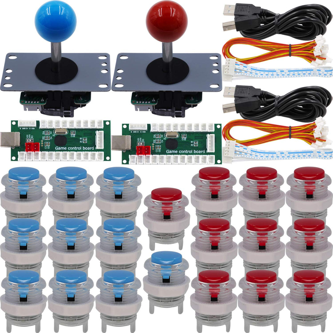 SJ@JX Arcade Game 2 Player Controller DIY Kit Microswitch Button 4&8 Way Joystick Zero Delay USB Enc