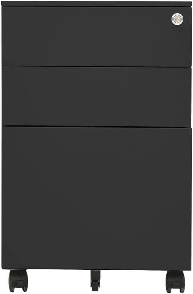 vidaXL Aktenschrank mit Rollen Rollcontainer Bürocontainer Schubladenschrank Büroschrank Stahlschran