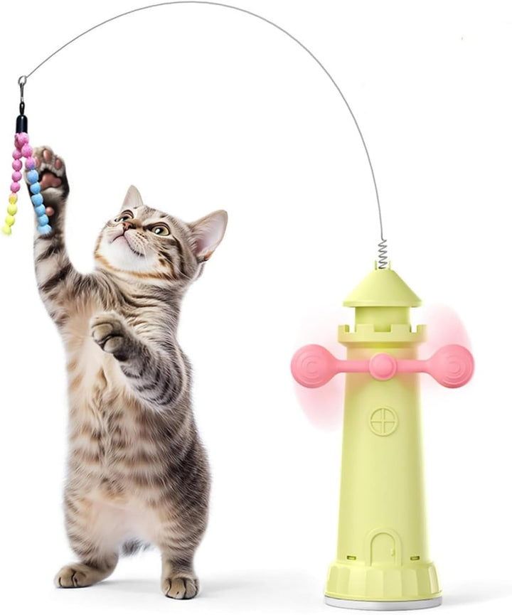 Interaktives Katzenspielzeug für Hauskatzen, Katzenstab-Spielzeug mit Drehverschluss-Saugnapf, Katze