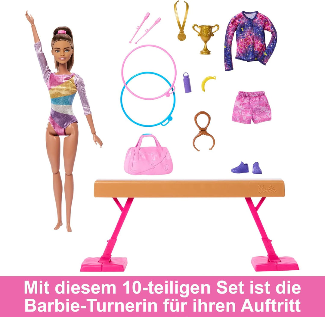 Barbie Turnspass-Spielset - über 10 thematisch passenden Teilen für siegreiche Geschichten, bunt sch