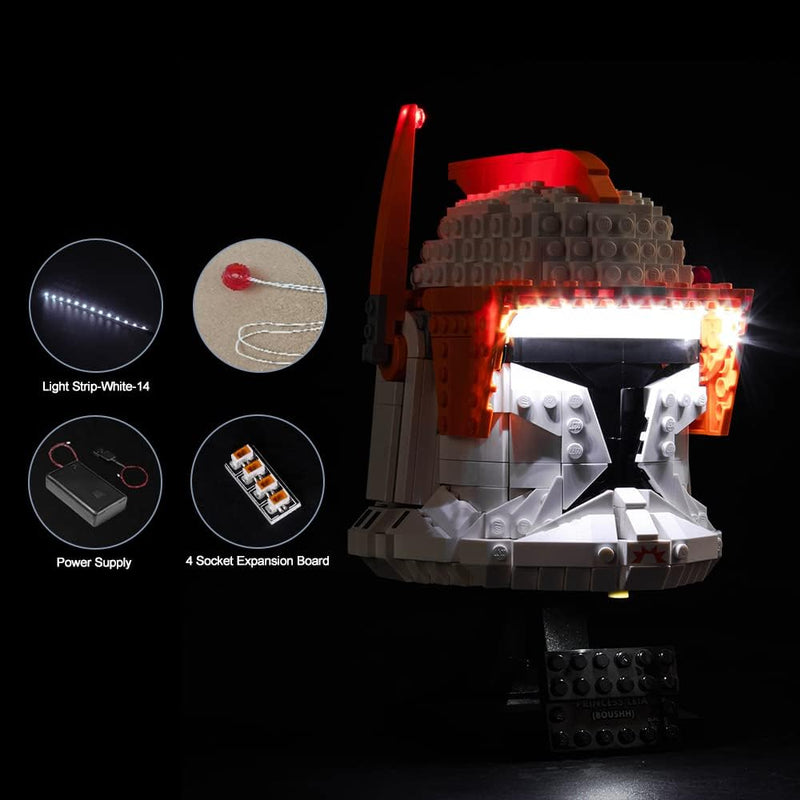 LocoLee Led Licht Set Kompatibel mit Lego Clone Commander Cody Helm, Led Beleuchtungs Set Compatible