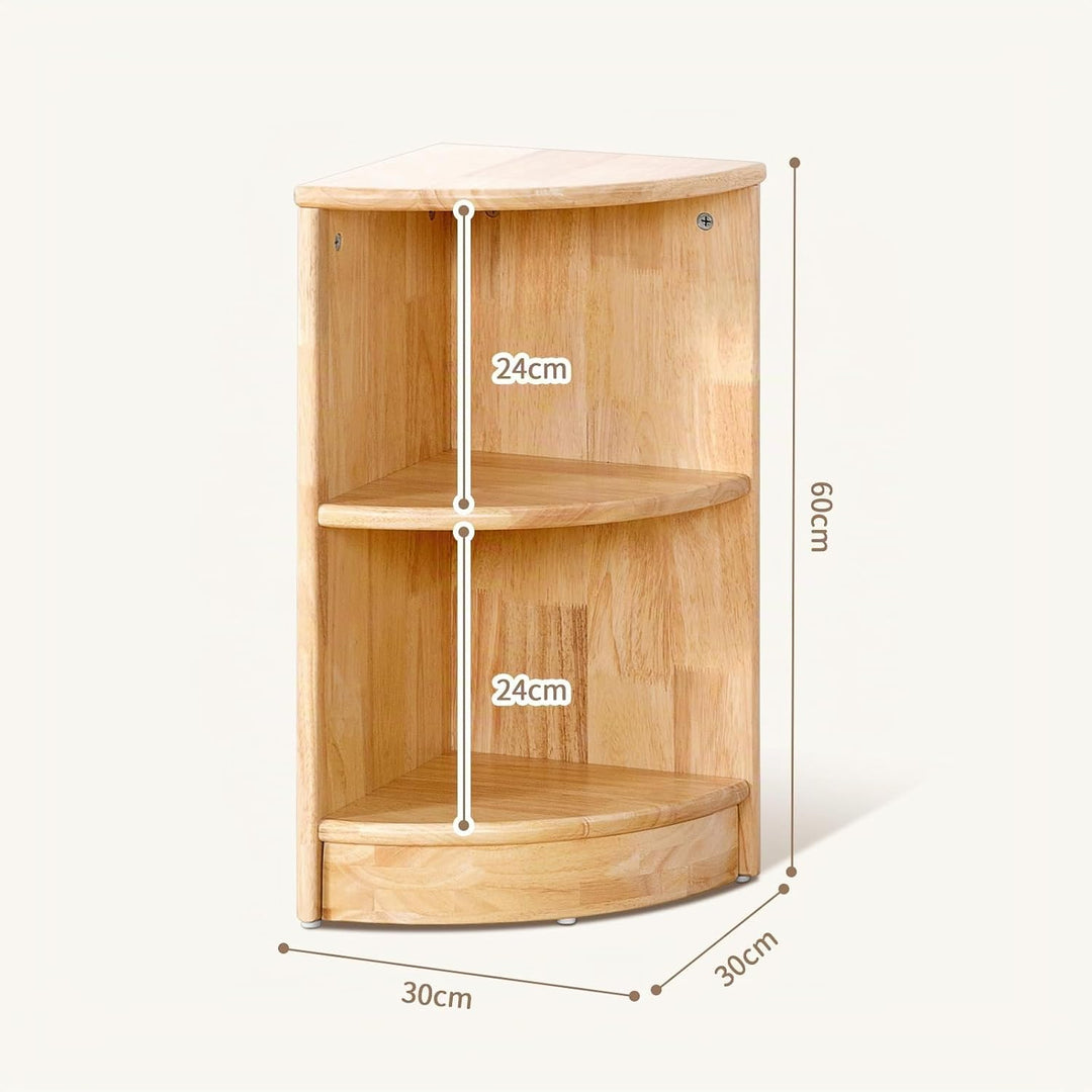 OOOK Gummiholz Kinderregal Spielzeugschrank, Bücherregal Spielzeugregal mit 2 Ebenen, Eckregal Stehe