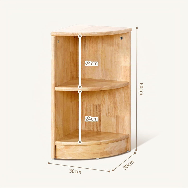 OOOK Gummiholz Kinderregal Spielzeugschrank, Bücherregal Spielzeugregal mit 2 Ebenen, Eckregal Stehe