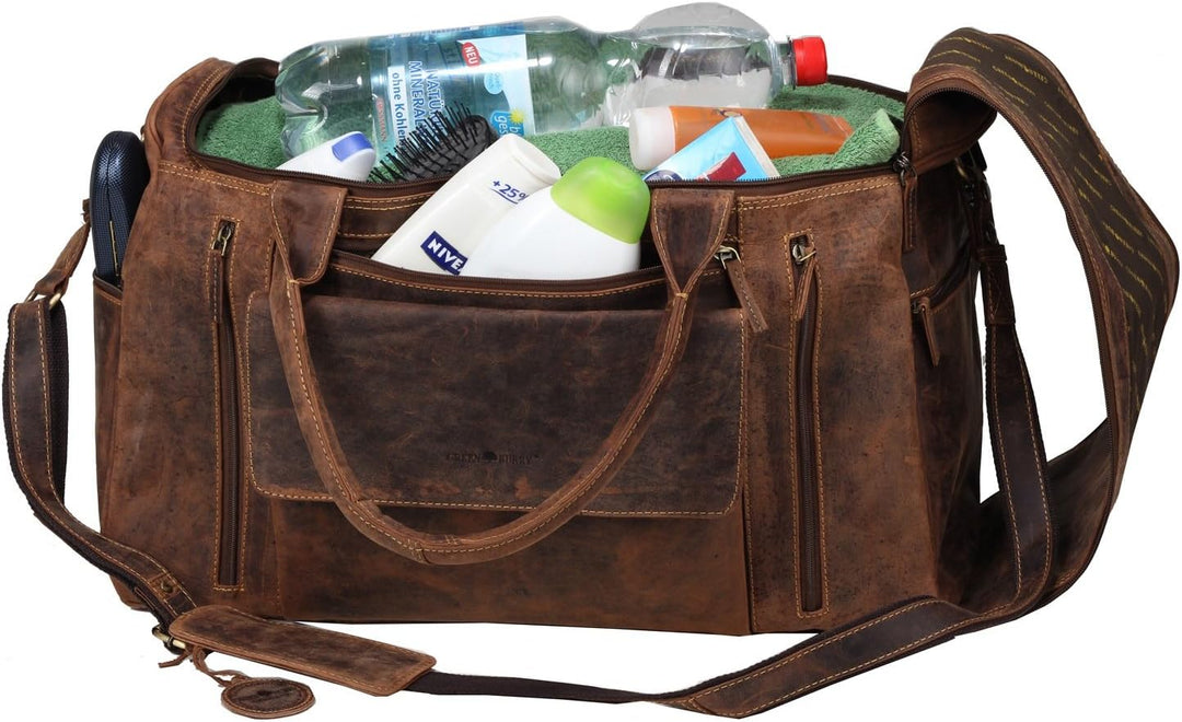 GreenBurry Reisetasche Large 53 x 36 x 26 cm Rind-Leder Sport-Tasche Weekender 1736