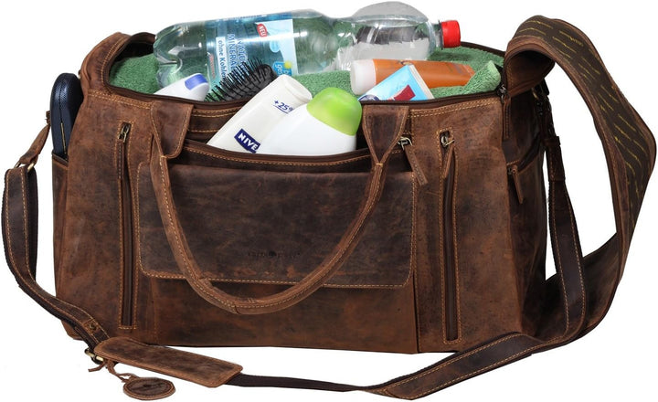 GreenBurry Reisetasche Large 53 x 36 x 26 cm Rind-Leder Sport-Tasche Weekender 1736