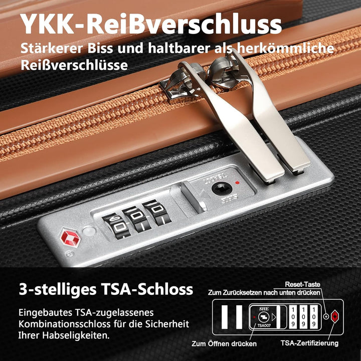 Joyway Kofferset 5tlg Hartschale mit 4 Rollen und TSA-Schloss Der Gepäcksets Enthält 1 Kosmetikkoffe