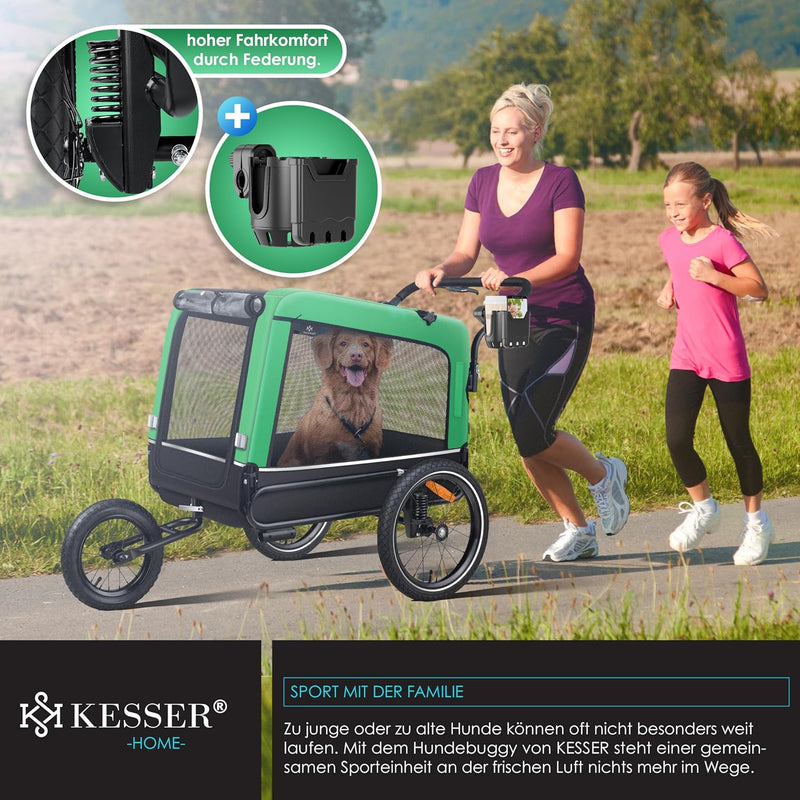 KESSER® Hundeanhänger Boxer 3-in-1 Hundebugg & Jogger Fahrradanhänger gross ca. 240 Liter Volumen, g