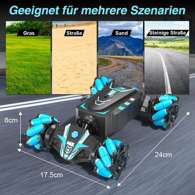 AYIQUTY Ferngesteuertes Auto für Kinder, RC Stunt Car mit Licht und Sprühen, 4WD 2,4 GHz Geländewage