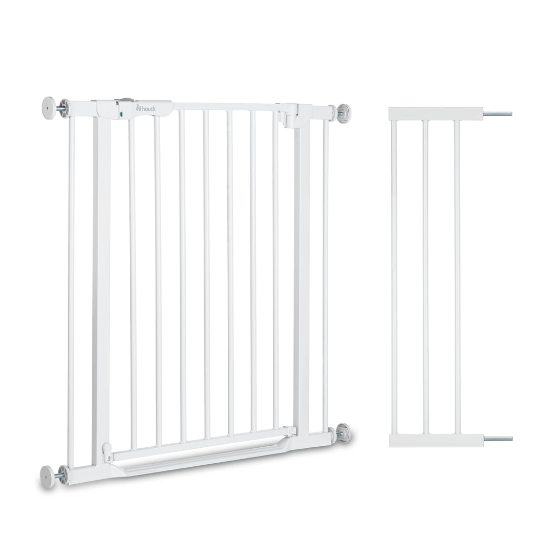 Hauck Clear Step Autoclose 2 + 21cm Verlängerung, Weiss - Kinderschutzgitter Hundegitter Verstellbar
