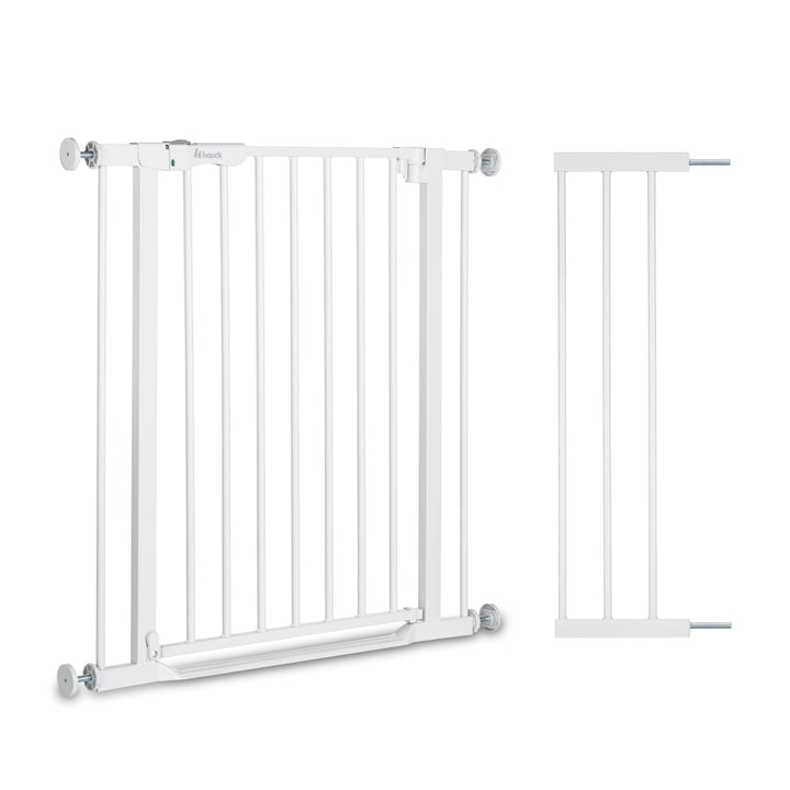 Hauck Clear Step Autoclose 2 + 21cm Verlängerung, Weiss - Kinderschutzgitter Hundegitter Verstellbar
