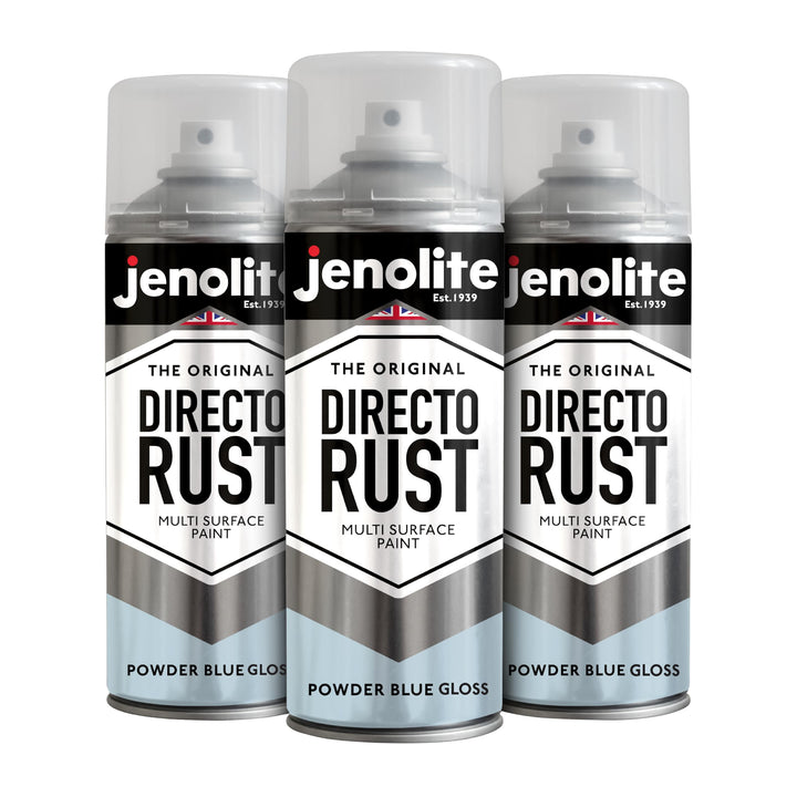 JENOLITE Directorust Glänzende Sprühfarbe | PULVER BLAU | 3x400ml | Spraydosen Sprühfarbe DIY | Mehr