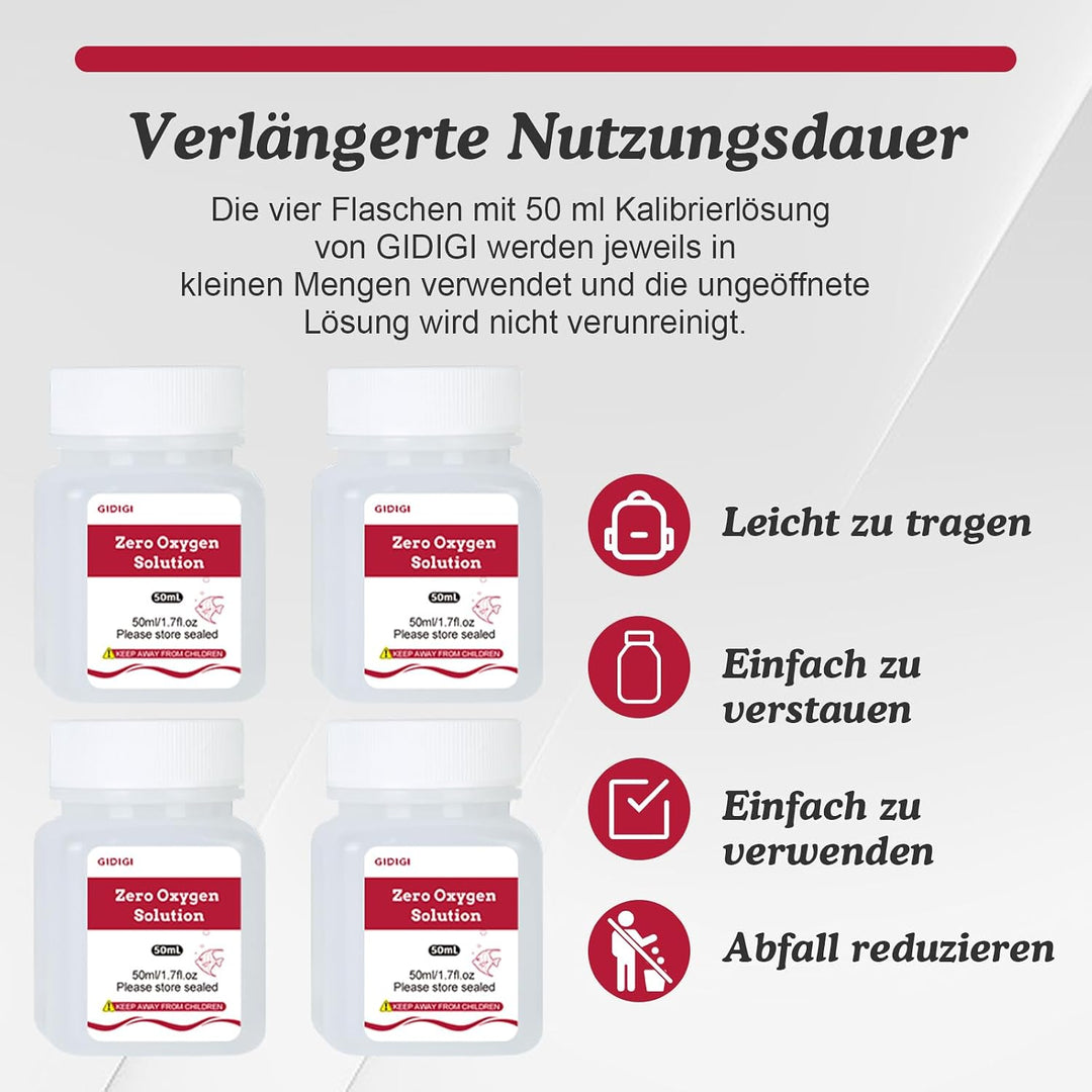 Null-Sauerstoff-Kalibrierlösung für Sauerstoffmessgeräte, 4 Flaschen à 50 ml Null-Sauerstoff-DO-Stan