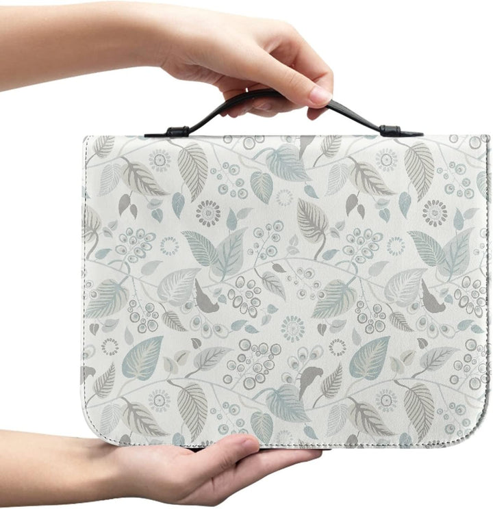 Kuiaobaty Weisser kleiner Buchumschlag mit Reissverschluss und Griff, 22,9 x 15,2 cm, Blätter-Druck,