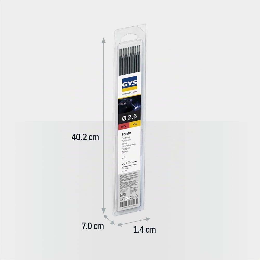 GYS 12 Guss-Elektroden - Durchmesser 2,5 mm - Blister, 1 Stück, 083332 Single, Single