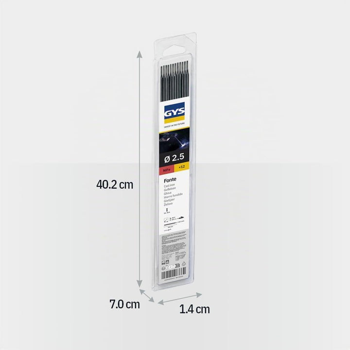GYS 12 Guss-Elektroden - Durchmesser 2,5 mm - Blister, 1 Stück, 083332 Single, Single