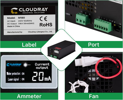 Cloudray CO2 Laser Power Supply CO2 Laser Netzteil CO2 laser 180w für CO2 Laserröhre CO2-Laserröhre