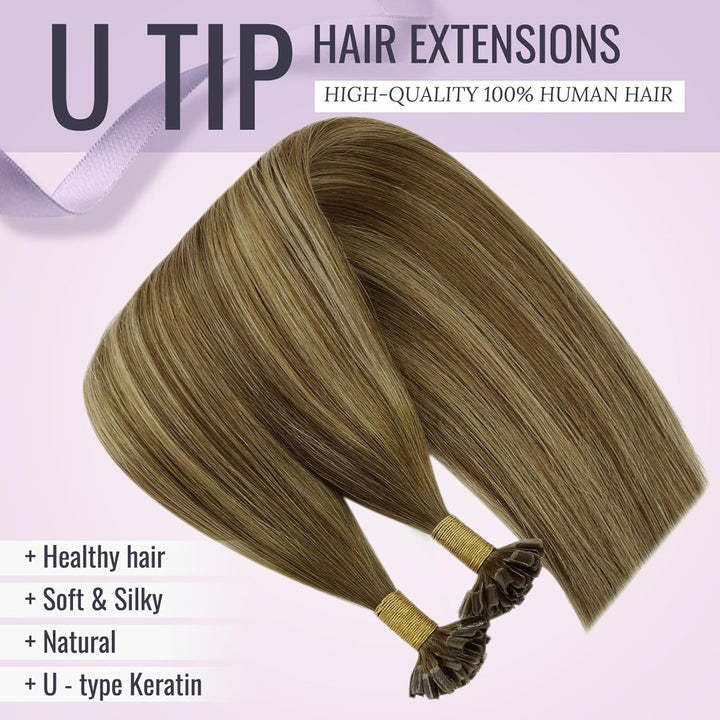 Fshine U Tip Keratin Remy Echthaar Extensions Bondings Remi Haar Faber Schokoladenbraun Gemischt Kar
