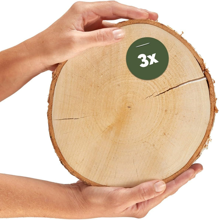 Grosse Holzscheiben zum Basteln oder Dekorieren - 3 Stück naturbelassene Baumscheiben ca. 20 cm (18