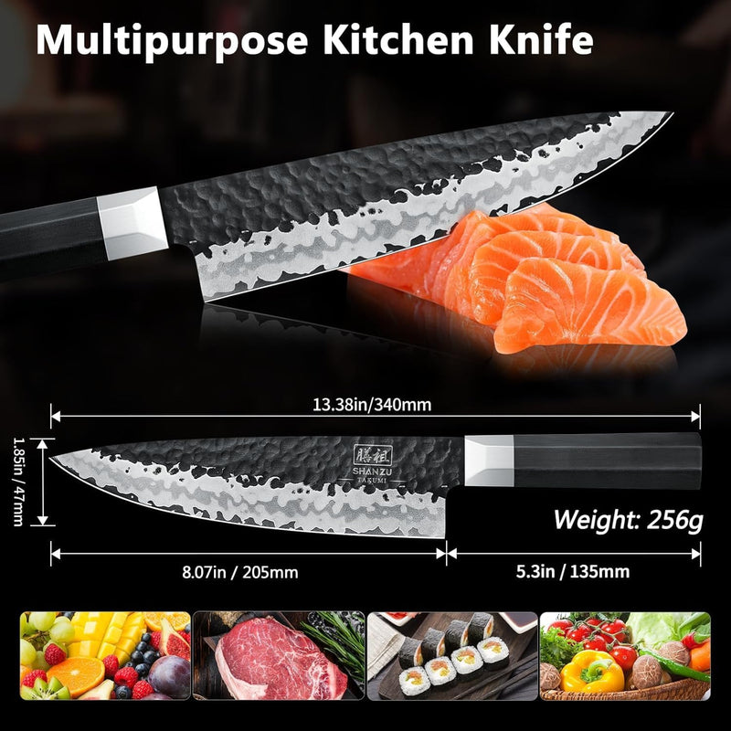 SHAN ZU Japanisches Kochmesser, 7 Schichten 9Cr18MoV-Küchenmesser Gyuto Messer, Superscharfes Chefme