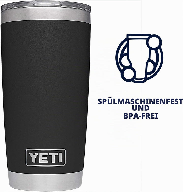 YETI Rambler Becher, 590 ml, Edelstahl, vakuumisoliert, mit MagSlider-Deckel Black 20oz (591ml), Bla