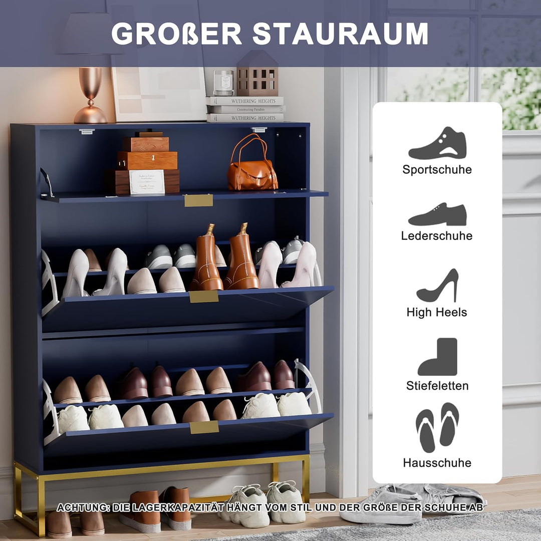 UEV Schuhschrank mit 3 Klappen schmal Schuhablage Schuhkommode Schuhregal Schuhkipper Platzsparend,