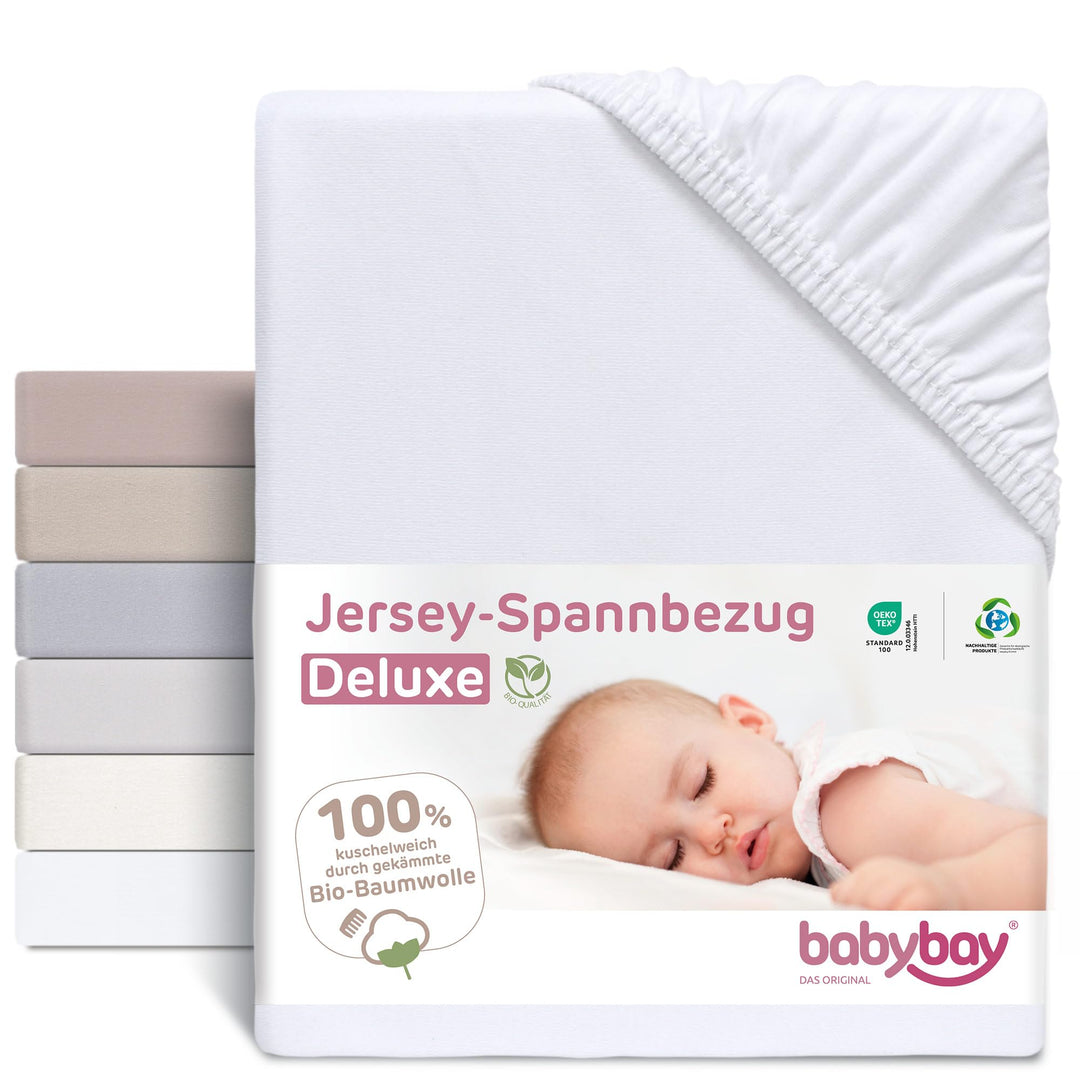 babybay Jersey Spannbetttuch Deluxe Organic Cotton passend für die Modelle Maxi, Midi, Boxspring, Co
