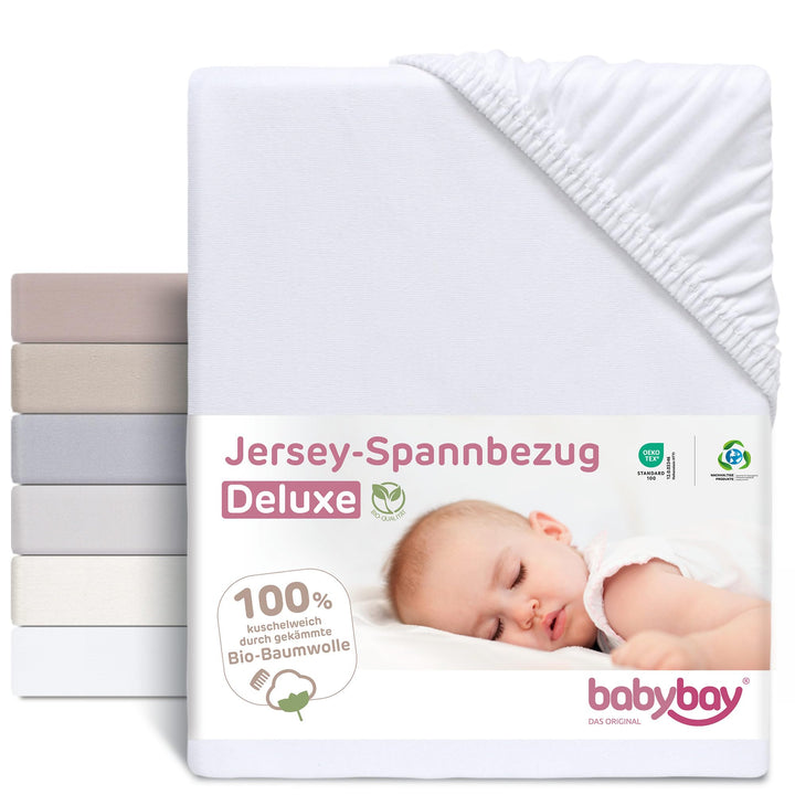 babybay Jersey Spannbetttuch Deluxe Organic Cotton passend für die Modelle Maxi, Midi, Boxspring, Co