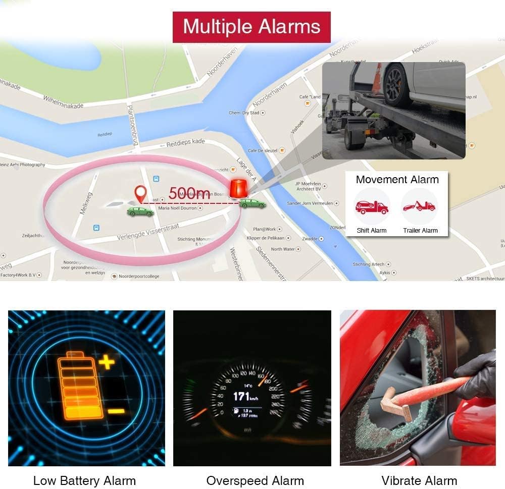 Winnes GPS Tracker Auto ohne ABO, Magnetischer GPS Tracker mit 5000 mAh Akku, bis zu 90 Tage Standby
