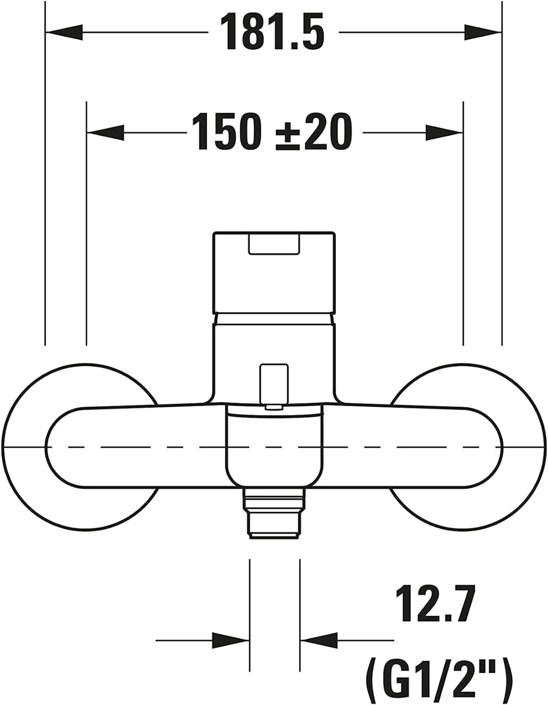 Duravit B.2 Wannenarmatur Aufputz für 2 Verbraucher mit Umstellventil, Einhebel-Wannenmischer mit Ke
