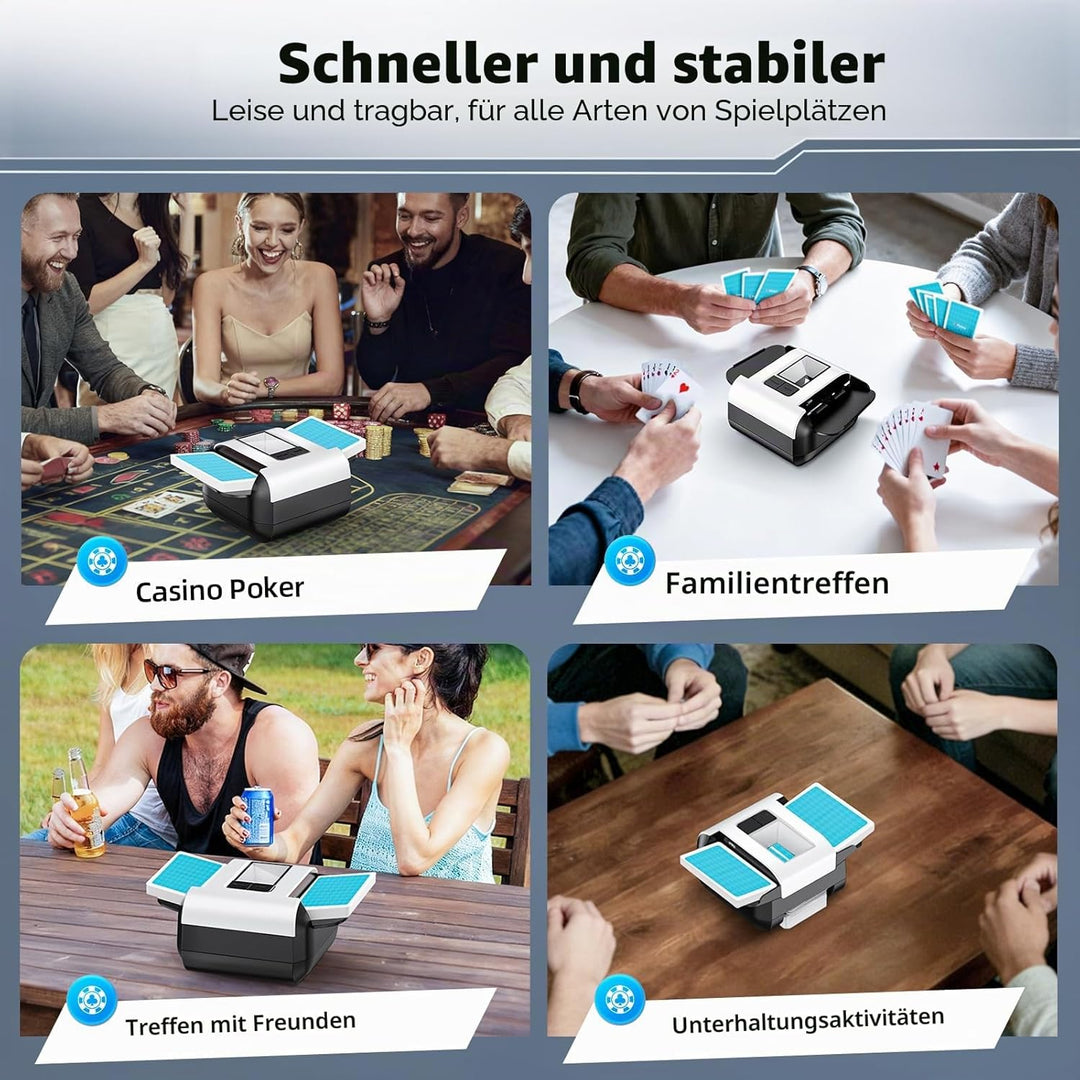S1 Automatischer Kartenmischer mit 2000 mAh wiederaufladbarem eingebautem Akku, 2 Decks, ultra-leise