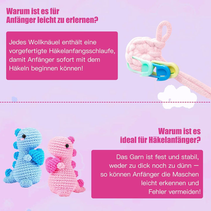 Jinfanshurich Häkelset für Anfänger, Komplettes Crochet Set mit Videoanleitung, Einfaches DIY Häkelt