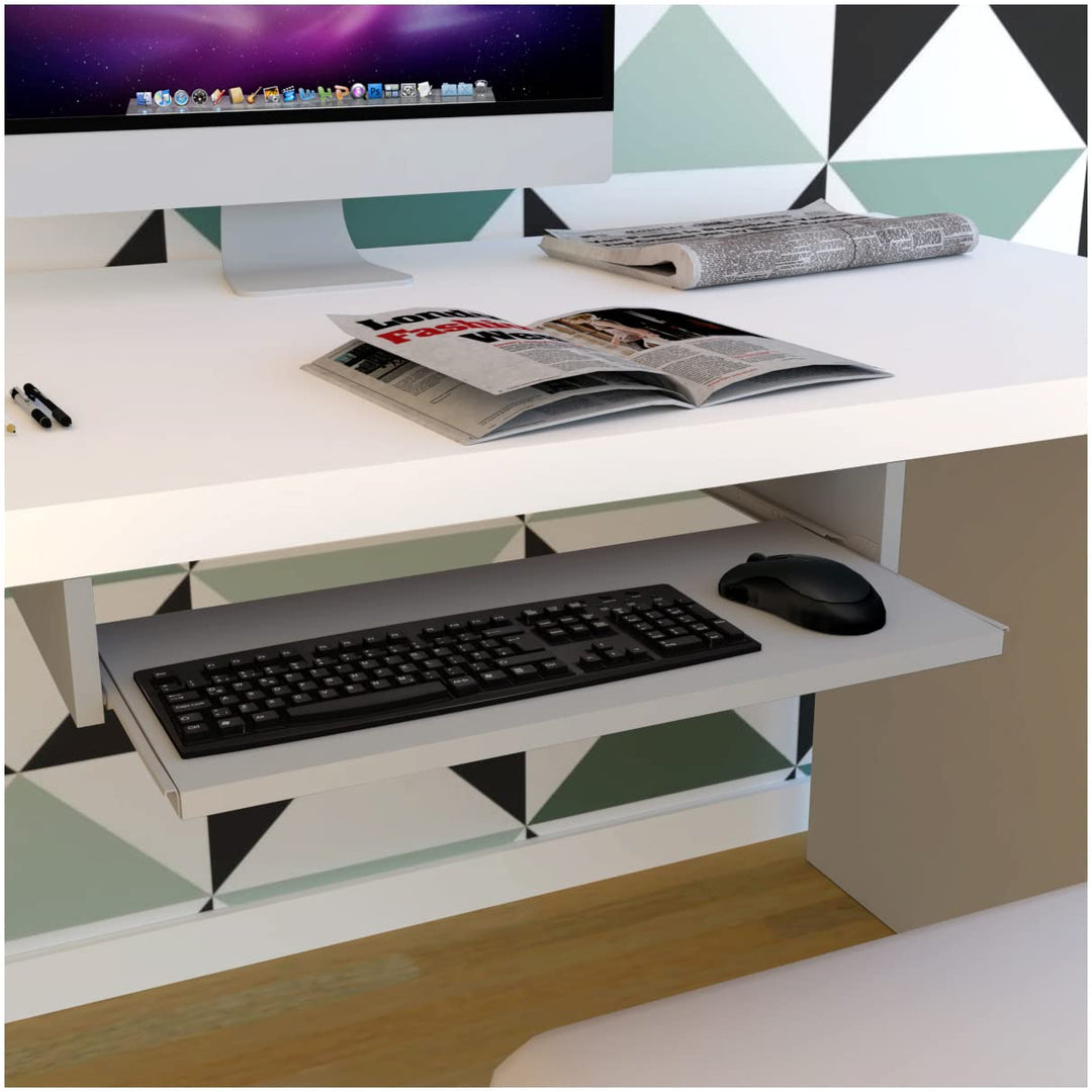 Henor Abnehmbare Tastaturablage aus Holz 70 x 31 x 9 cm unter Schreibtisch Grau 70x31x9 Grau, 70x31x
