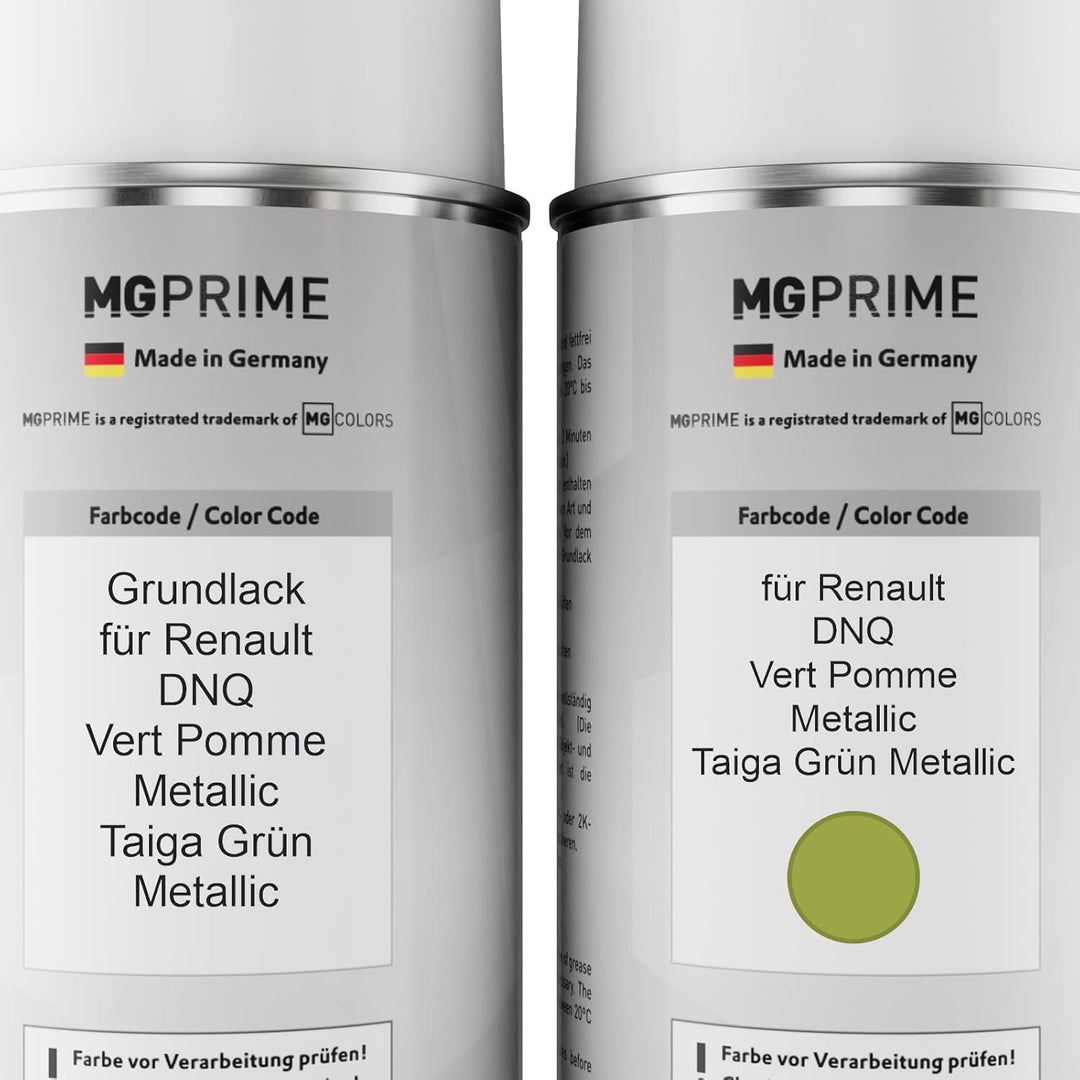 MG PRIME Autolack Sprühdosen Set für Renault DNQ Vert Pomme Metallic/Taiga Grün Metallic Grundlack B