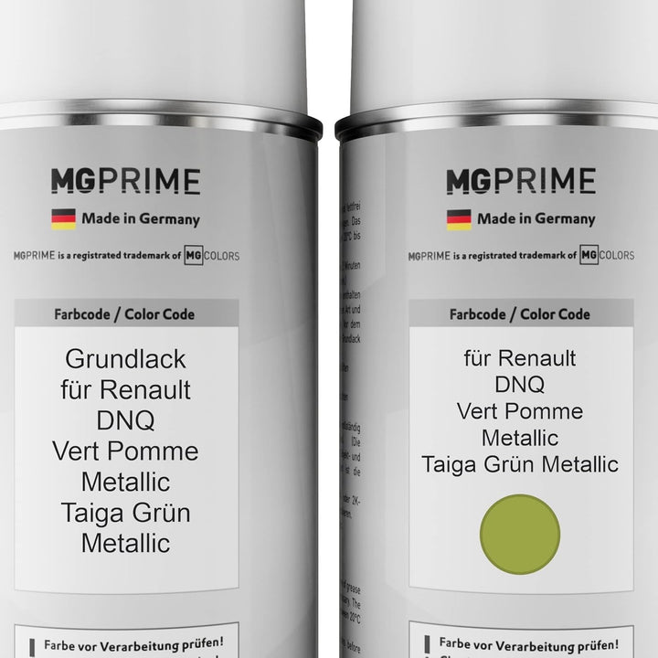 MG PRIME Autolack Sprühdosen Set für Renault DNQ Vert Pomme Metallic/Taiga Grün Metallic Grundlack B