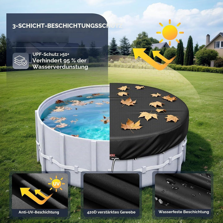 LXKCKJ Runde Poolabdeckung für oberirdische Pools- Lagertank Poolabdeckung mit Kordelzug Design-Whir