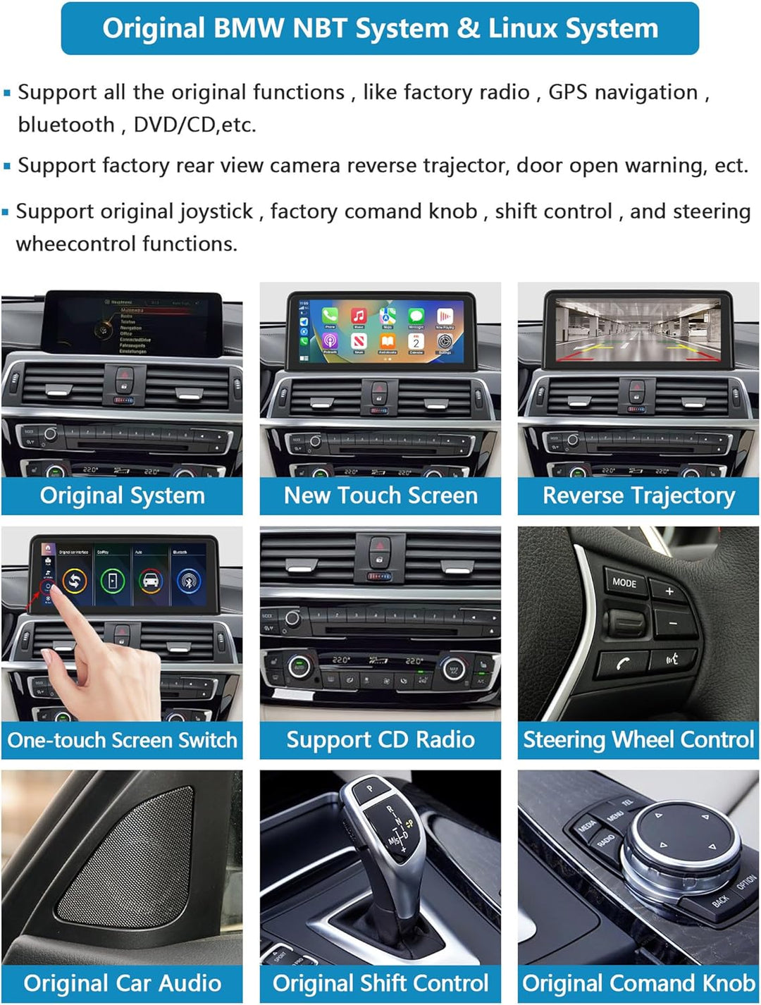 Autoradio 10,25 Zoll Touchscreen mit kabellosem Carplay und Android Auto für 2013-2016 BMW 3/4er F30
