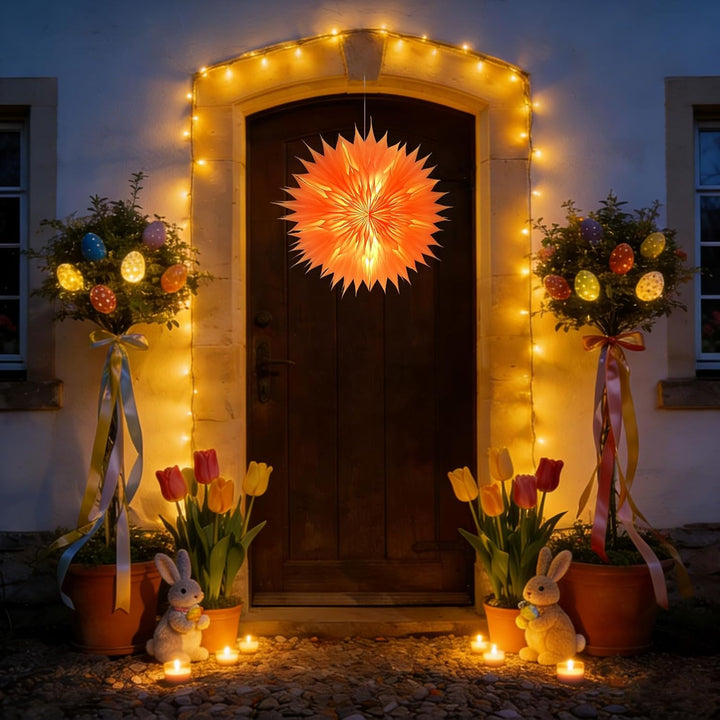 45cm Weihnachtsstern Beleuchtet, 3D Led Christbaumspitze Stern Batterie mit Timer, Adventsstern Ster