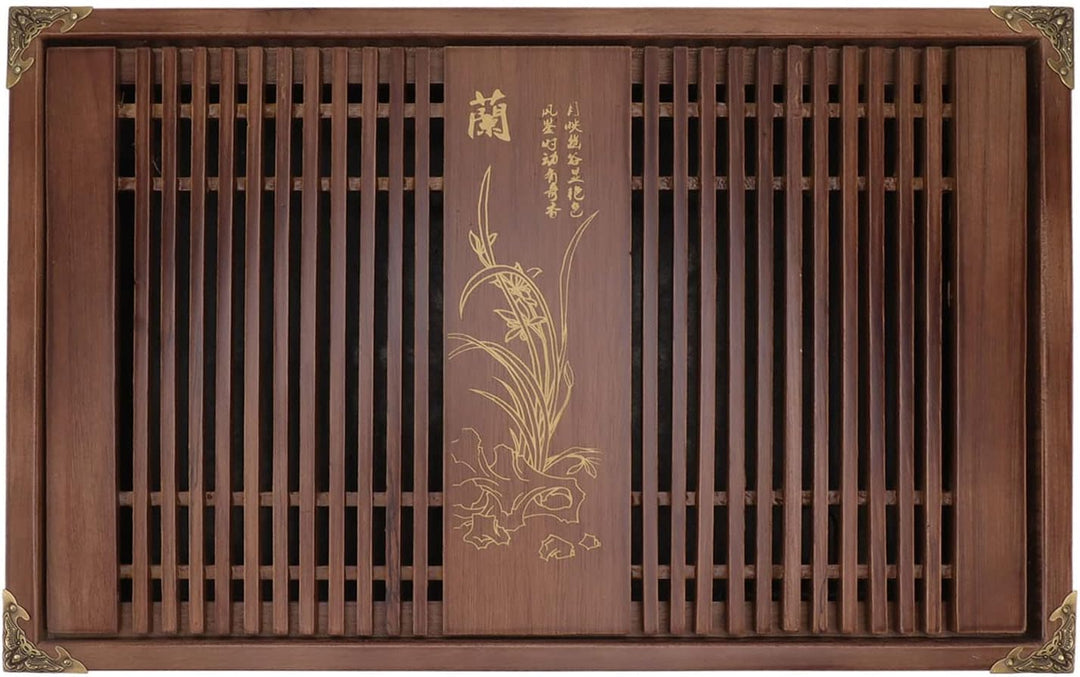Kungfu-Teetablett, Chinesisches Gongfu-Teetablett, Drainage-Wasserspeicher, Holz-Teetisch mit Abflus