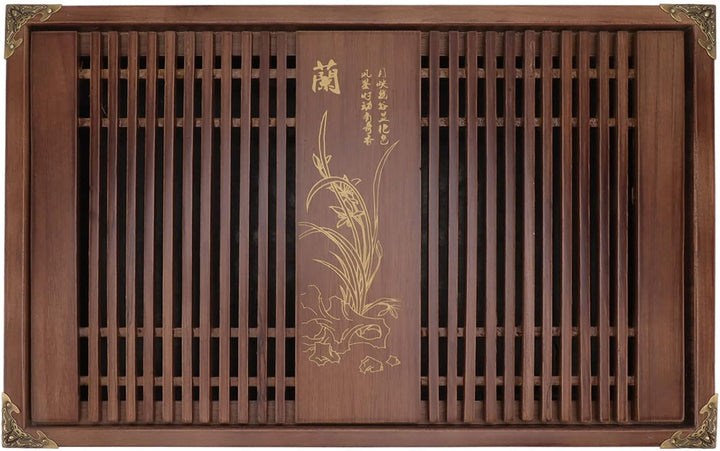 Kungfu-Teetablett, Chinesisches Gongfu-Teetablett, Drainage-Wasserspeicher, Holz-Teetisch mit Abflus