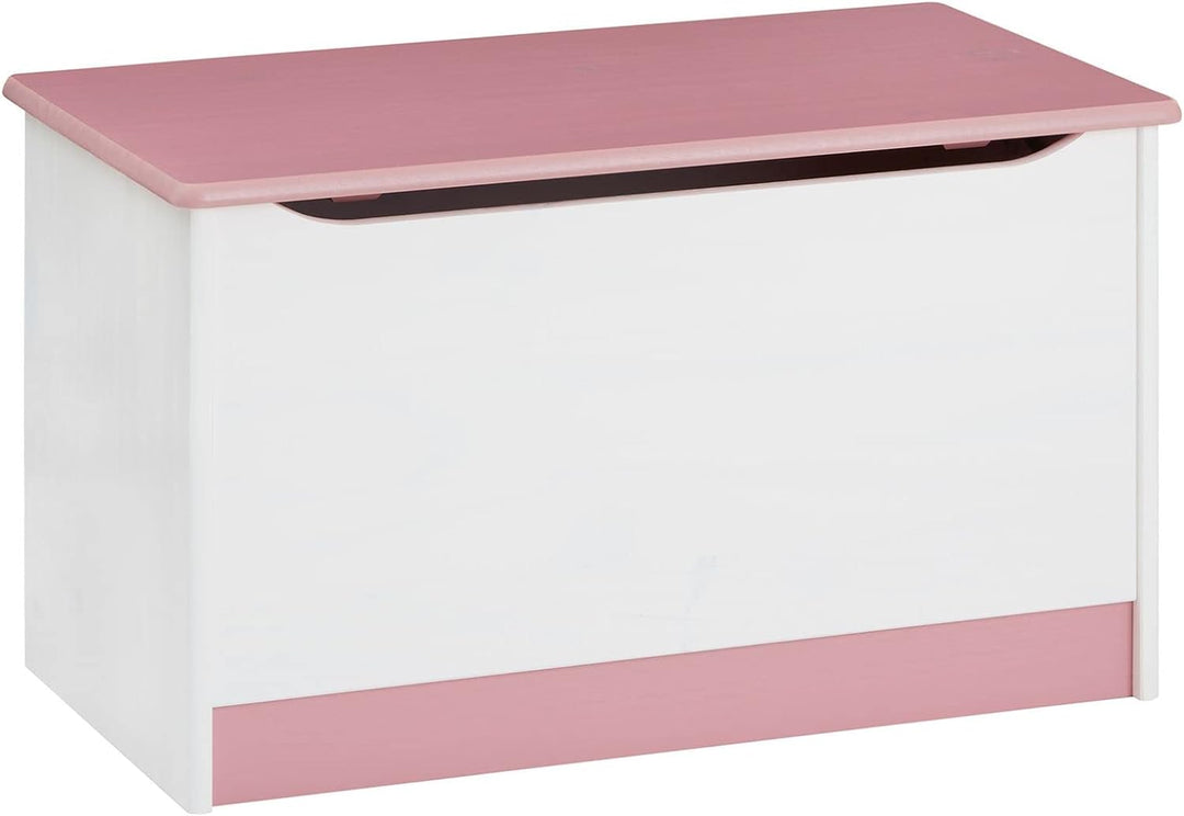 IDIMEX Spielzeugtruhe Hannah, praktische Aufbewahrungsbox aus massiver Kiefer in weiss/rosa, schöne
