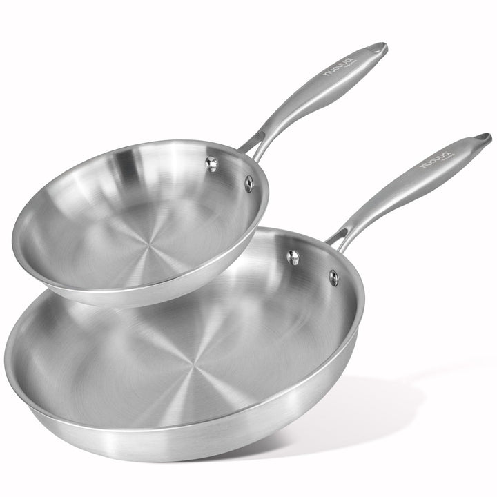 nuovva Edelstahl-Bratpfannen-Set, 2-teilig, Induktionsherd, natürlich, antihaftbeschichtet, dreilagi