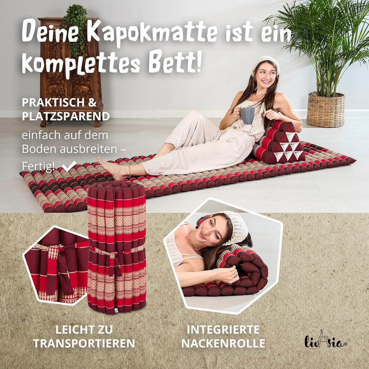 livasia Rollmatte Rollmatratze L-200x110x4,5cm, Gästebett Gästematratze 1 Person, Reisebett Kofferra