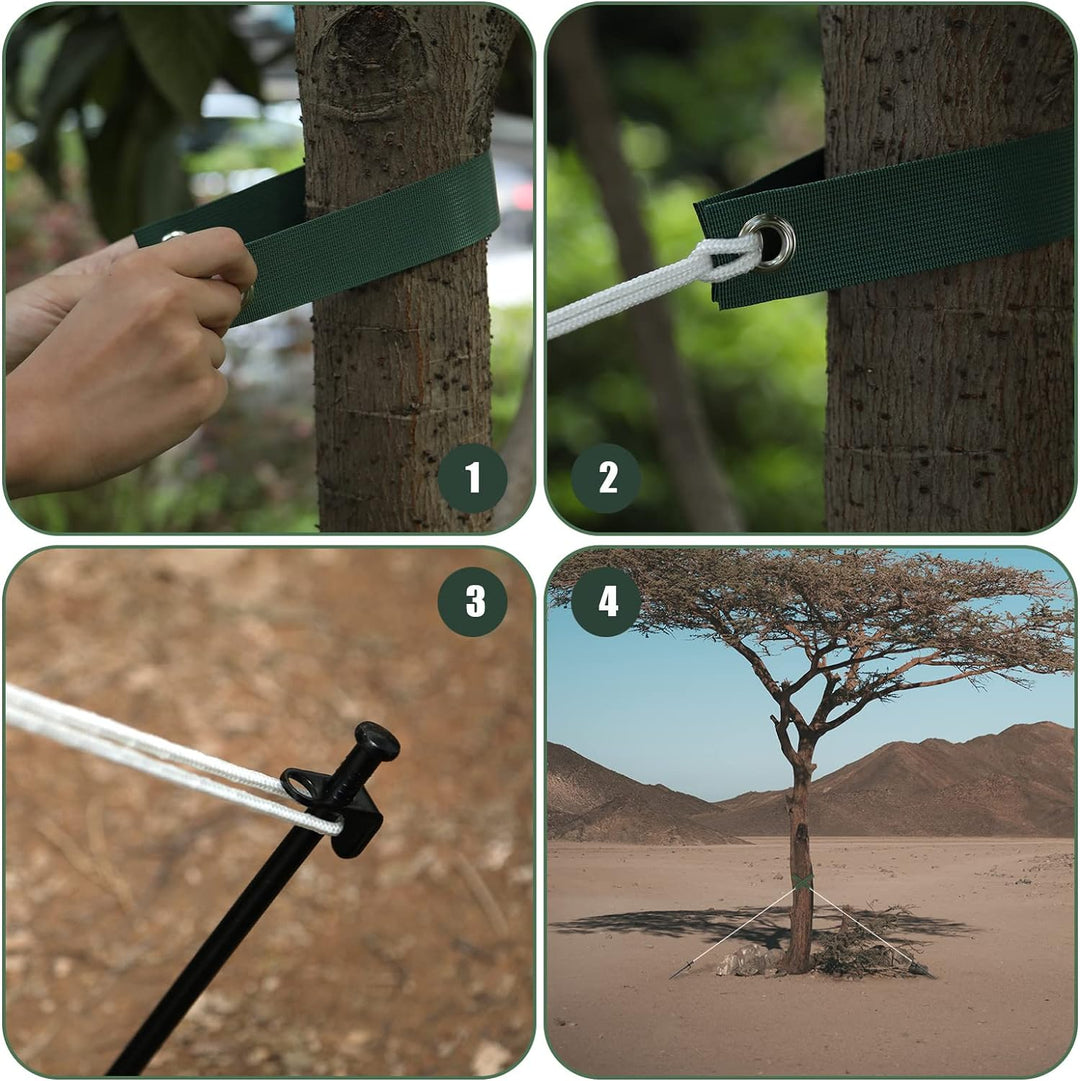 KINBOM 14 Stück Baumpfahl Kit, Robust Gartenschlauch Anker Boden Baumpfähle aus Stahl Pfahlgurte und