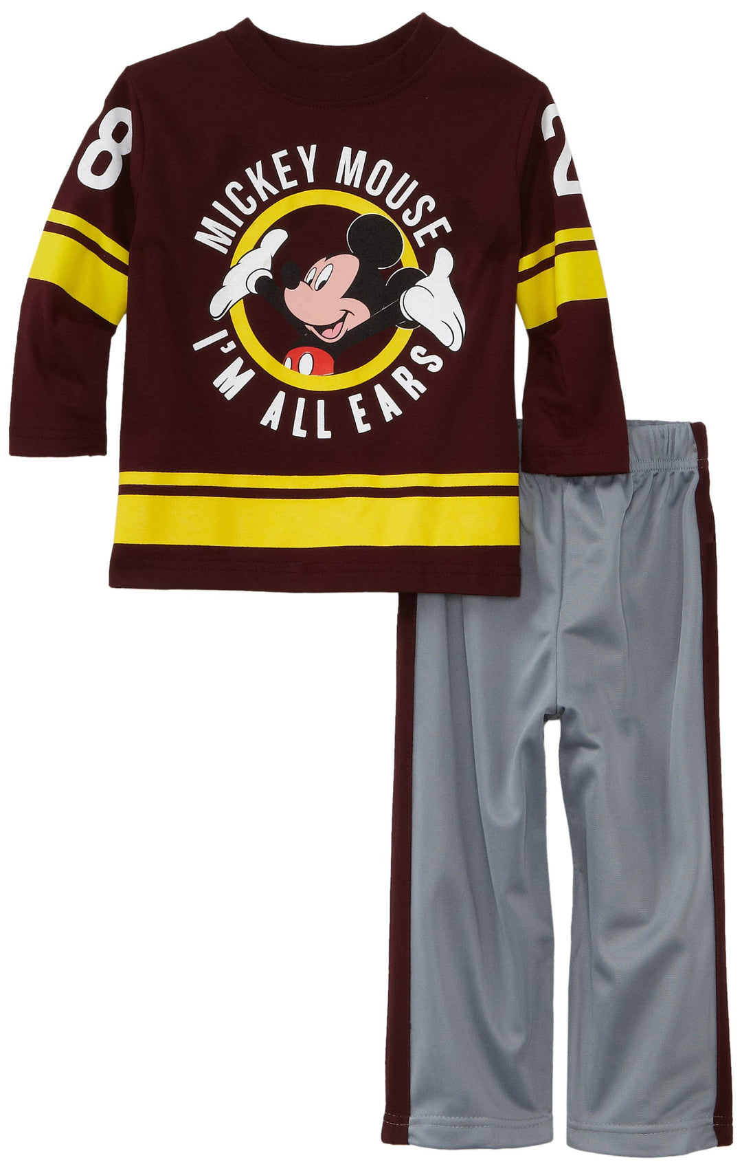 Disney Little Boys' Toddler 2 Piece Mickey Mouse Im All Ears Pant Set, Dark Pink, 2T