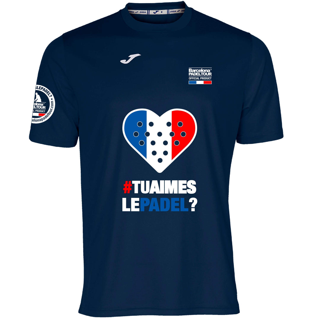Barcelona Padel Tour - Joma Men's Short Sleeve Crew - Atmungsaktives Micro Mesh Gewebe mit Love Pade