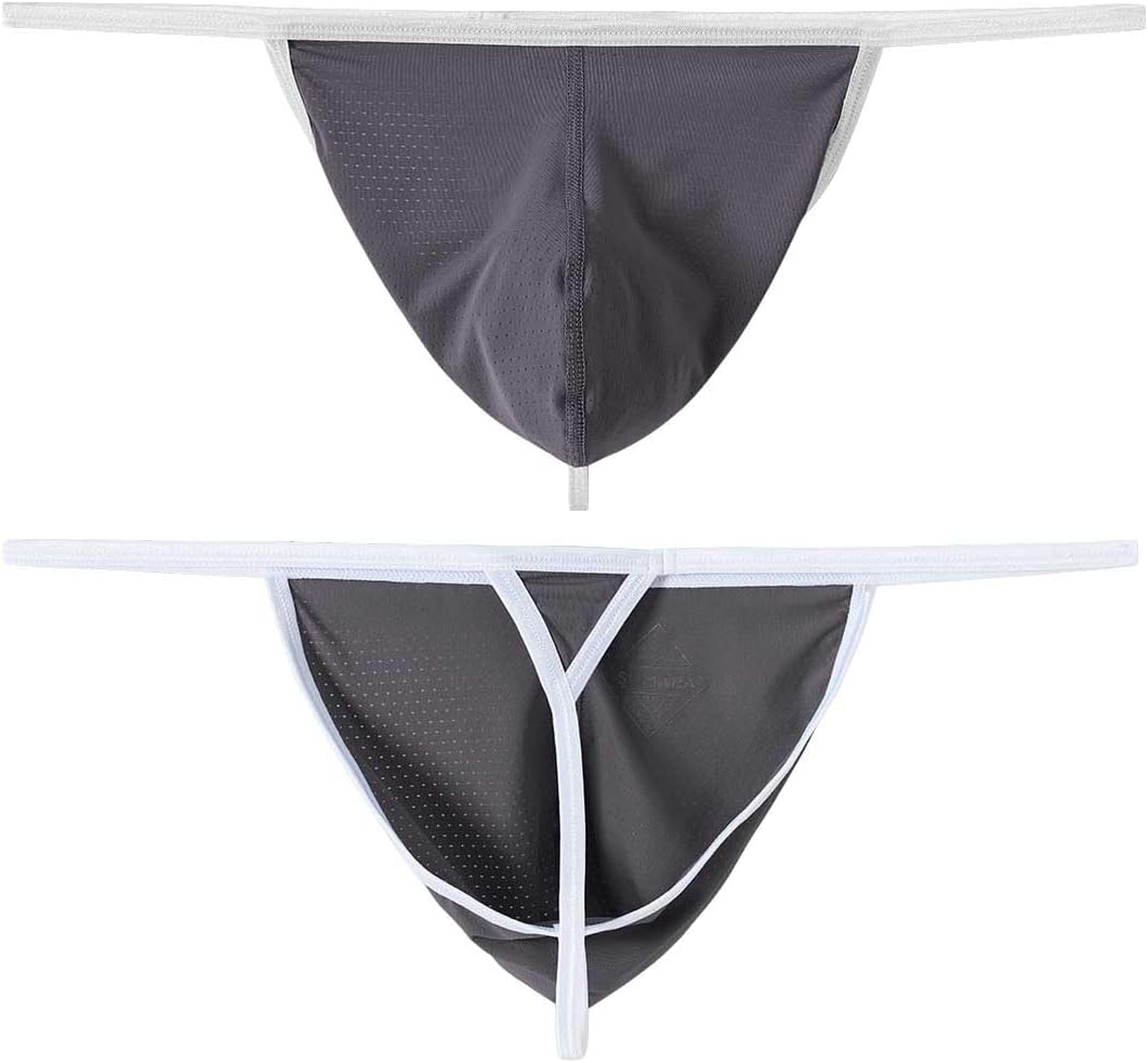 BIATWOWR Männer Niedriger Tangaslip mit Netz, Sexy, Grosse Taschen, Elastisch und Weich Underwears X